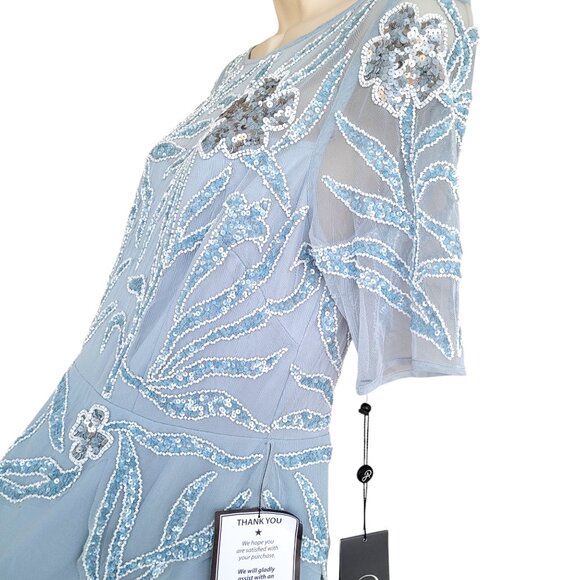 Adrianna Papell Light Blue Embroidered Midi Dress - Picture 6 of 10